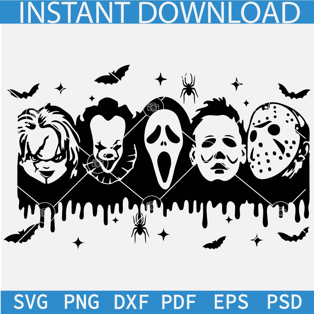 Horror Movie Friends SVG, Dripping Horror Friends Movie Characters SVG Horror Movie Friends SVG, Dripping Horror Friends Movie Characters SVG