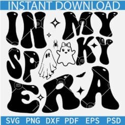 In my Spooky Era Ghost SVG, Retro Wavy Text Spooky Era SVG