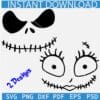 Jack and sally Face Bundle SVG, Nightmare Before Jack and Sally Bundle SVG, Jack and sally Halloween SVG