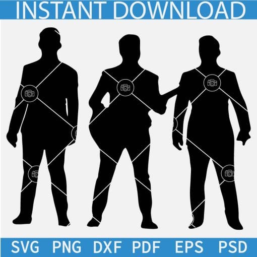 Jonas Brothers Silhouette SVG, Jonas Brothers Standing Vector SVG, Nick Joe and Kelvin Jonas SVG