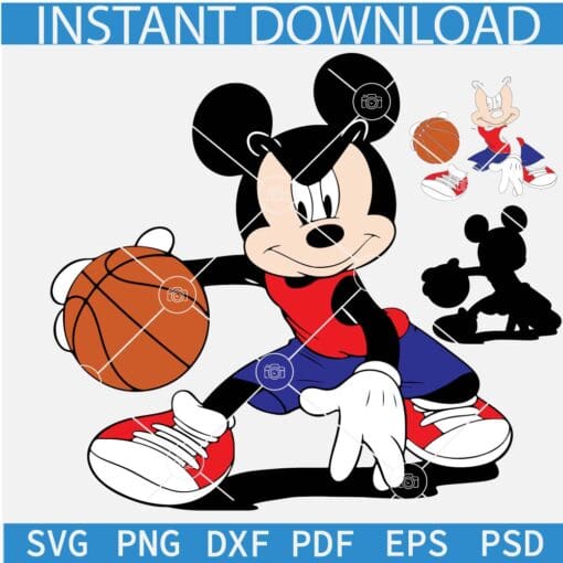 Mickey Mouse Playing Basketball SVG, Disney Sports SVG, Disney Basketball SVG