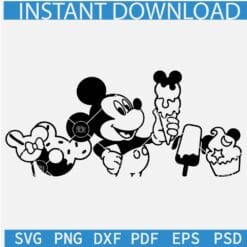 Mickey Mouse snacks Line art SVG, Disneyland Snacks Sketch SVG, Disney Mickey Snacks SVG