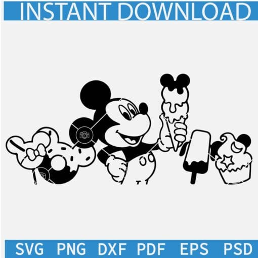 Mickey Mouse snacks Line art SVG, Disneyland Snacks Sketch SVG, Disney Mickey Snacks SVG