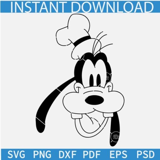 Mickey head sketch SVG, Happy Goofy Head Outline SVG, Goofy Head Vector SVG