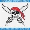 Pirate Skull Logo with Head Bandana SVG