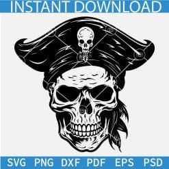 Happy Pirates Skull with Hat Svg,