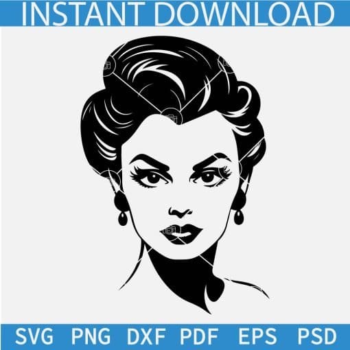 Courageous Woman Face with Earrings SVG