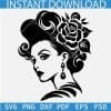 Beautiful Woman with Floral hair SVG