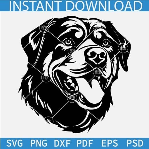 Rottweiler Dog Head Tongue Out SVG