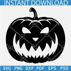 Scary Pumpkin Silhouette SVG, Black Halloween Pumpkin SVG