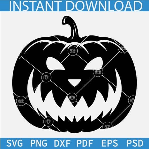 Scary Pumpkin Silhouette SVG, Black Halloween Pumpkin SVG