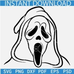 Screaming ghost outline SVG, Halloween Ghost Screaming SVG, Screaming Ghost Sketch SVG