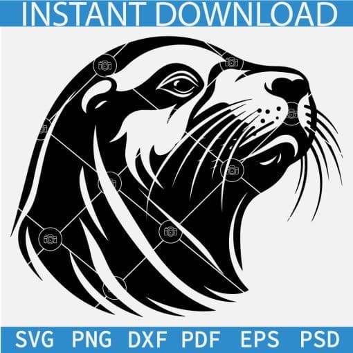 Sea lion Head Silhouette Svg