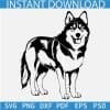 Standing Siberian Husky Dog Tongue Out SVG