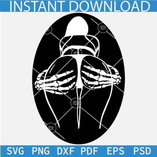 Skeleton Hand Booty White SVG, Spooky booty svg, Halloween butt Skeleton Hand svg