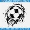 Soccer Ball in motion with flames SVG