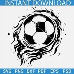 Soccer Ball in motion with flames SVG