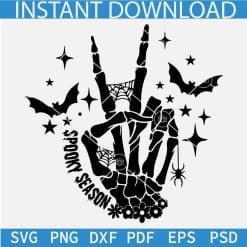 Spooky Season Skeleton Hand Peace Sign SVG