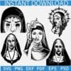 The Nun Bundle SVG,  Horror Movie Nun Silhouette Bundle SVG, Halloween Horror Movie Bundle SVG