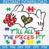 Till all the pieces fit Minnie Hands SVG, Disney Hands with Autism Puzzle SVG, Autism Puzzle Love hand Sign SVG