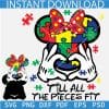 Till all the pieces fit minnie head and Love hands SVG, Autism Puzzle Inside Minnie Head SVG