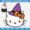 Witch kitty SVG, Halloween Kitten with Witch Hat SVG, Hallo Kitty with Witch Hat SVG