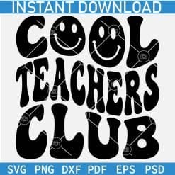 Cool teachers club Retro Wavy Text SVG
