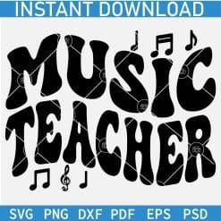 Music teacher Retro Text Stacked SVG