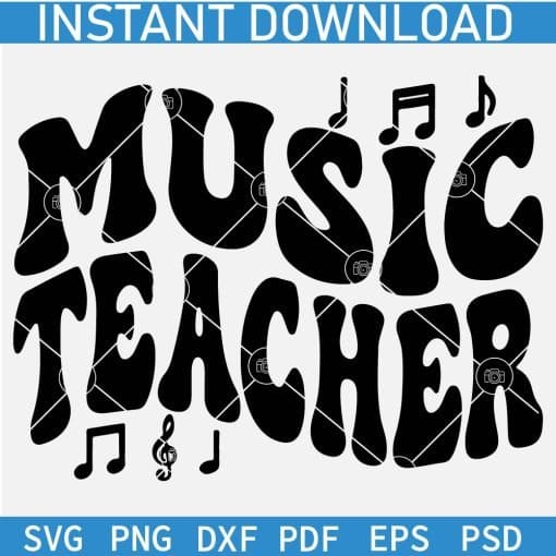 Music teacher Retro Text Stacked SVG