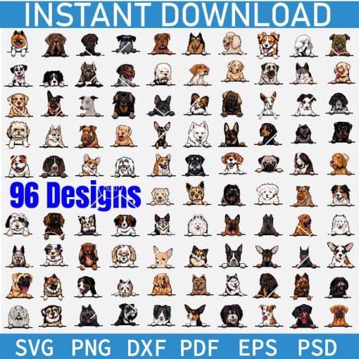 Peeking Colored Dogs Mega Bundle SVG