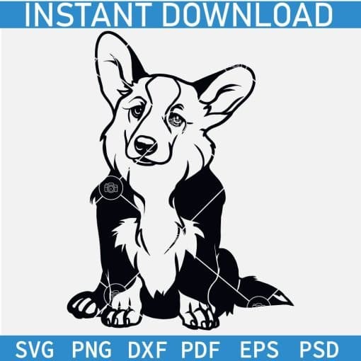Sitting Corgi Dog Silhouette SVG