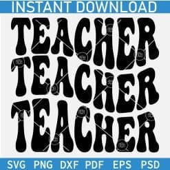 Retro Teacher Wavy Text Stacked SVG