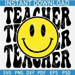 Retro Teacher Wavy Text Stacked Smile SVG