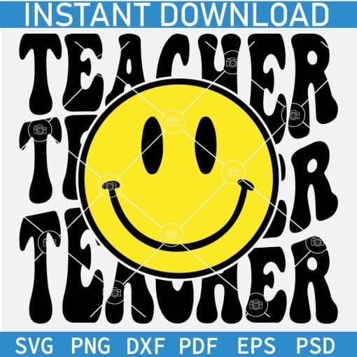 Retro Teacher Wavy Text Stacked Smile SVG