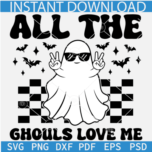 All the ghouls Love Me Checkered Svg, Halloween Ghoul Svg, Spooky Ghoul SVG