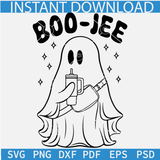 Boo Jee Sketch SVG, Boo-Jee Ghost Line art SVG, Halloween Boo Jee Outline SVG