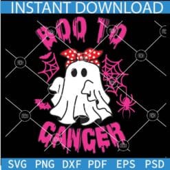 Boo To Cancer Svg, Breast Cancer Ghost Svg, Breast Cancer Halloween Ghost SVG, Halloween Breast Cancer Spider Svg