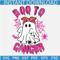 Boo To Cancer Svg, Breast Cancer Ghost Svg, Breast Cancer Halloween Ghost SVG, Halloween Breast Cancer Spider Svg