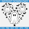 Creepy Ghost In Heart Symbol SVG, Ghost With Bats and stars Heart SVG, Halloween Ghost and Bats Heart SVG