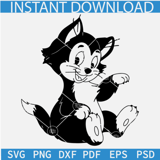Figaro Pinocchio SVG, Black Figaro SVG, Pinocchio Figaro Sketch SVG
