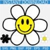Flower Smiley Face SVG, Floral Smile SVG, Cute Smiley Face Flower SVG