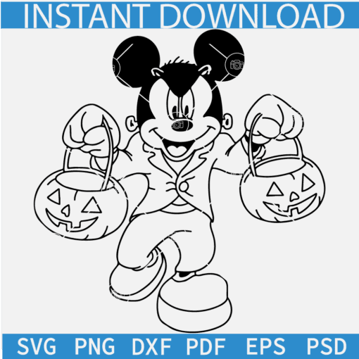 Franken Mickey SVG, Halloween Franken Mickey SVG, Mickey with Pumpkin Gift SVG