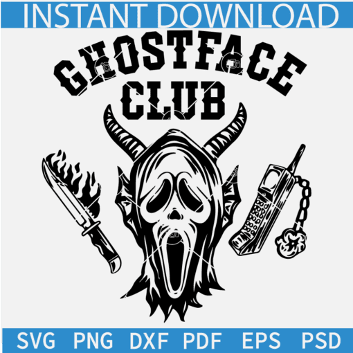 Ghostface Club Screaming Ghost SVG, Screaming Ghostface Club SVG, Halloween Ghostface Club SVG