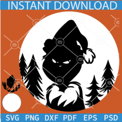 Grinch and pine trees for white shirt SVG, Grinch in Forest SVG, Black Grinch SVG