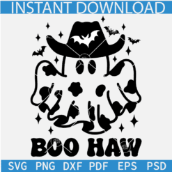 Halloween Cowboy Ghost Svg, Boo Haw Ghost Svg, Ghost With Cowboy Hat SVG