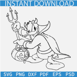 Halloween Donald Duck Devil SVG, Horror Donald Duck SVG, Donald Duck with devil Fork SVG