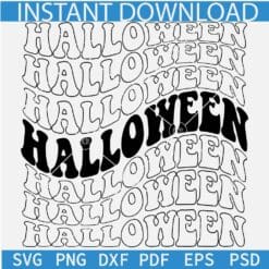 Halloween Retro Wavy Text SVG, Stacked Halloween Way Text SVG, Retro Halloween SVG
