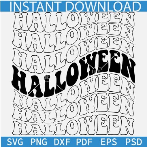 Halloween Retro Wavy Text SVG, Stacked Halloween Way Text SVG, Retro Halloween SVG