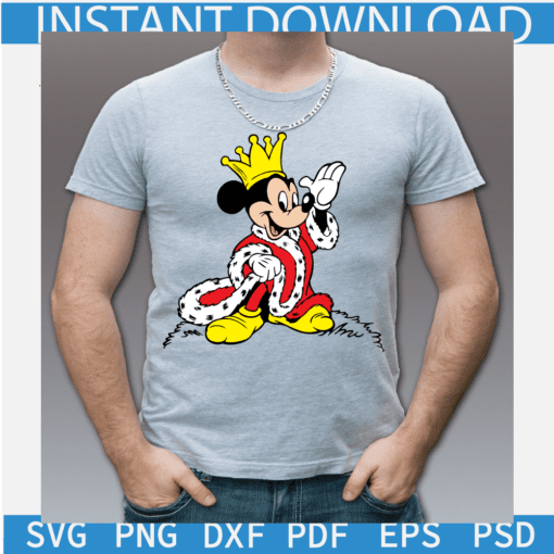 King Mouse SVG Layered, Mickey Mouse with Crown SVG, Disney King Layered SVG
