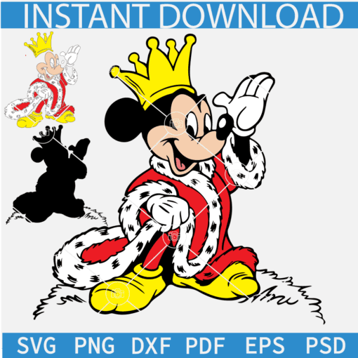 King Mouse SVG Layered, Mickey Mouse with Crown SVG, Disney King Layered SVG